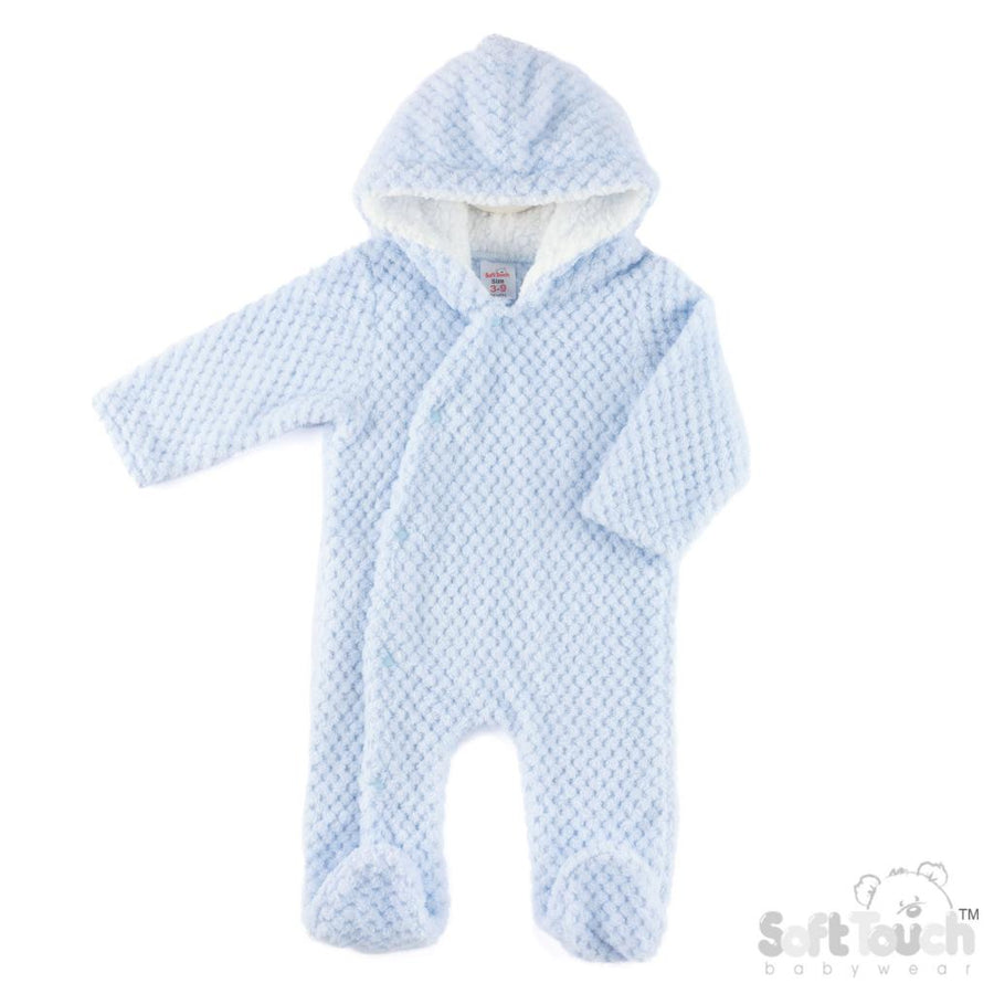 Waffle Knit Hooded All-In-One – Blue