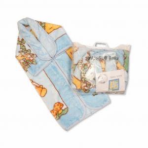 Blue Hooded Bear Fleece Wrap