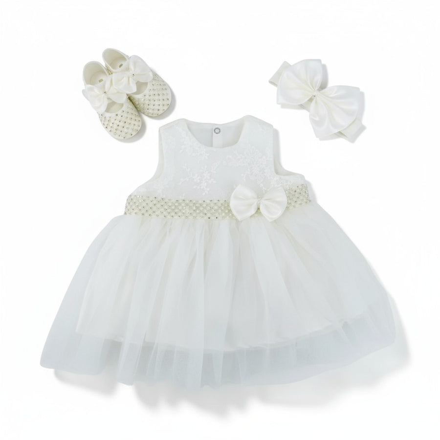 Ivory Pearl & Diamonte Dress Set