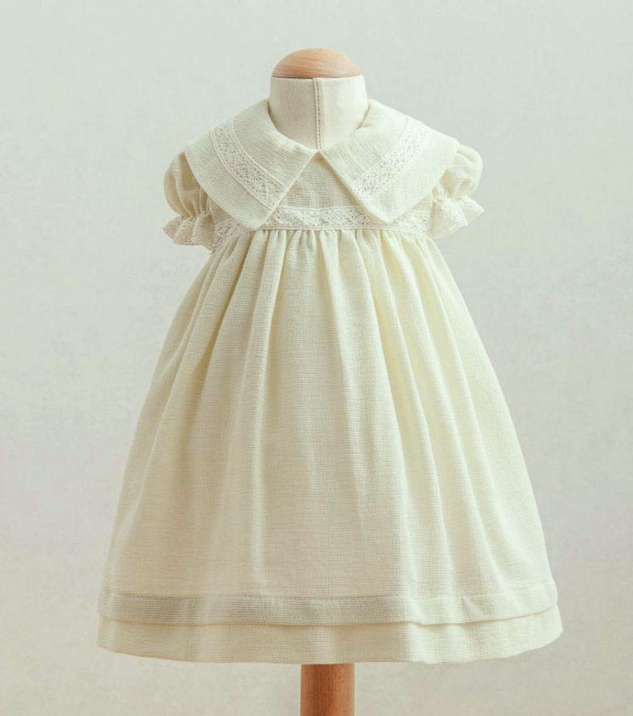 Palest Apple Woven Dress with Lace