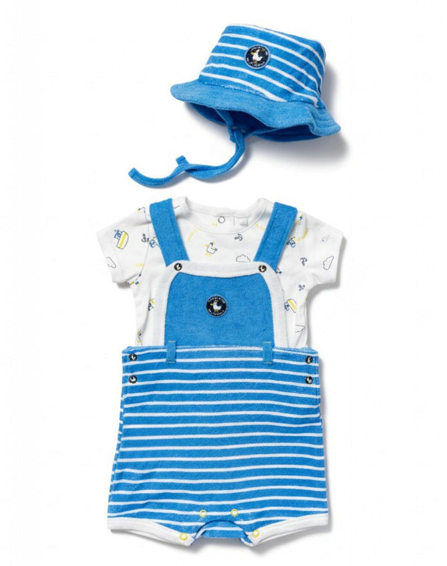 Baby Boys’ 3-Piece Summer Dungaree Set – Blue