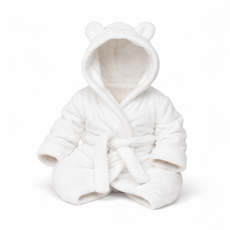 Hooded Bear Robe – White