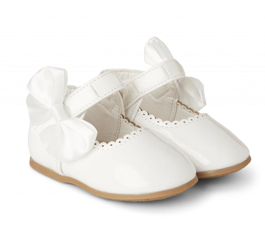 Baby Girls’ White Patent Bow Shoes