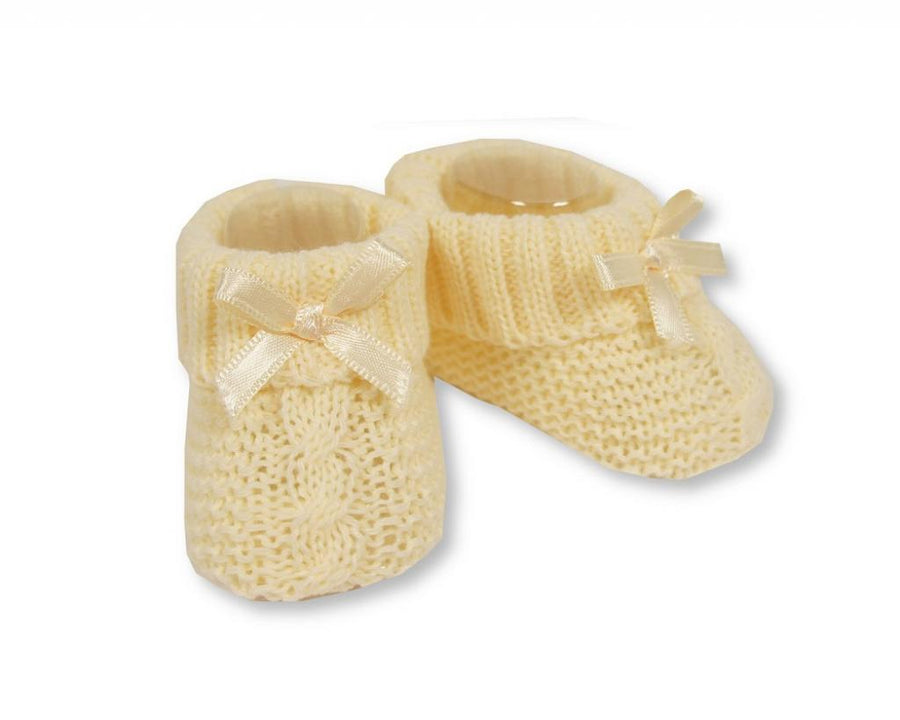 Lemon Yellow Cable Knit Booties